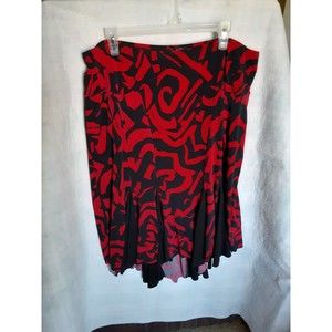 Unbranded Womens Plus 1XL Red & Black Skirt - Pleated Geometric Polyester Blend!